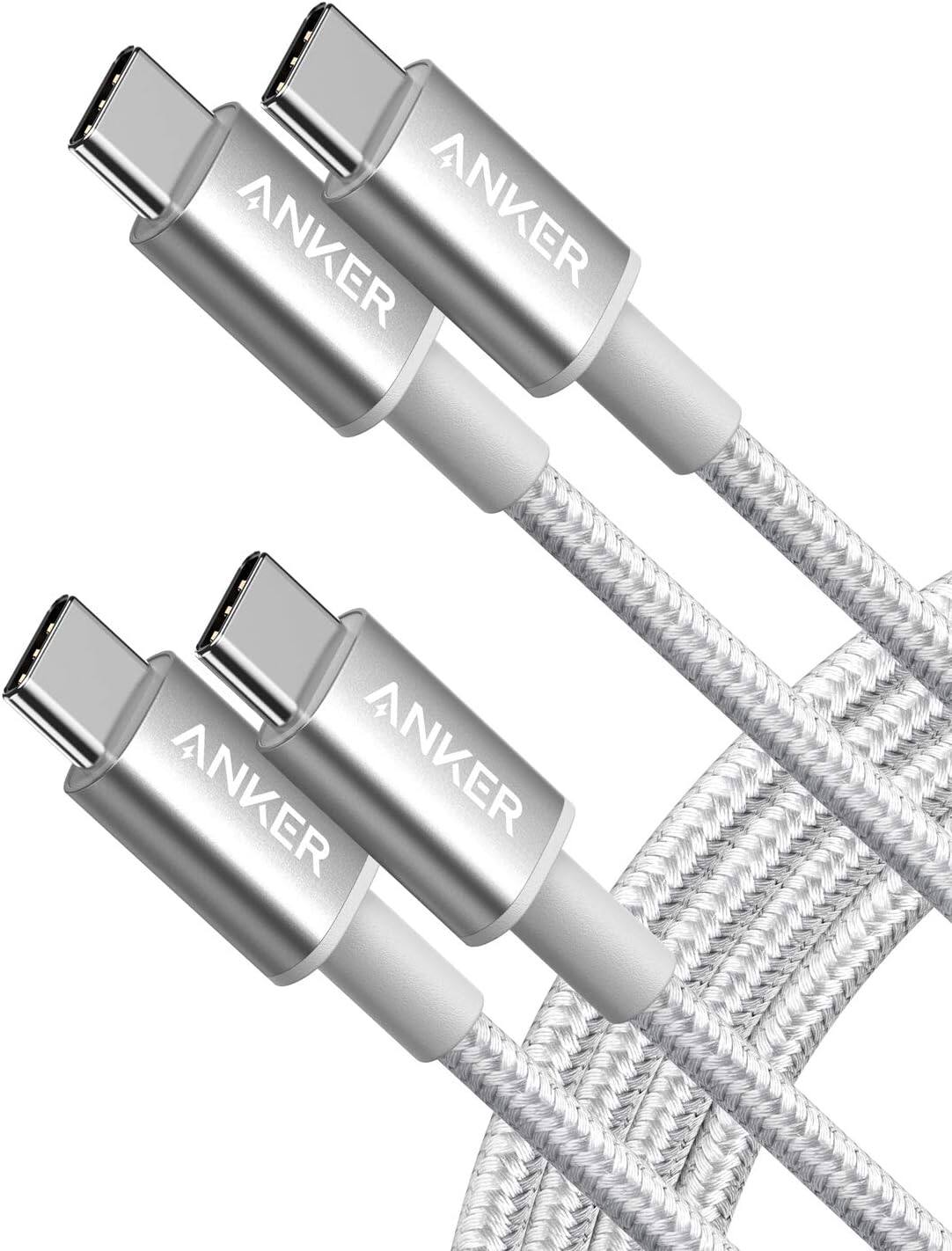 Anker USB-C to USB-C Cable 60W 6ft 2-Pack Silver