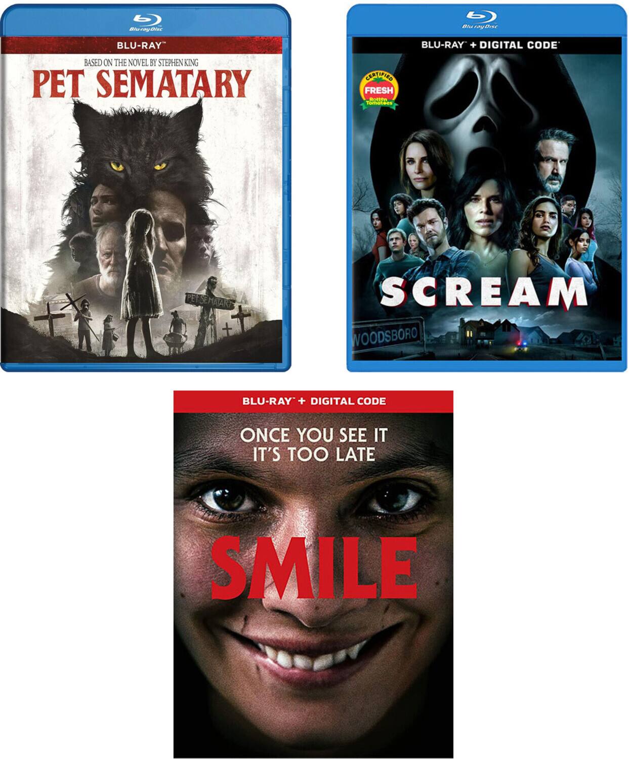 Front. Smile, Scream & Pet Sematary 4K Horror Bundle   - BLU-RAY.