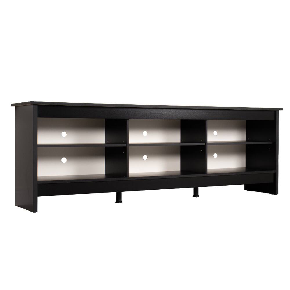 Back. Madesa - Madesa TV Stand Entertainment Center with 6 Open Shelves and Cable Management 70"L - Black - Black.