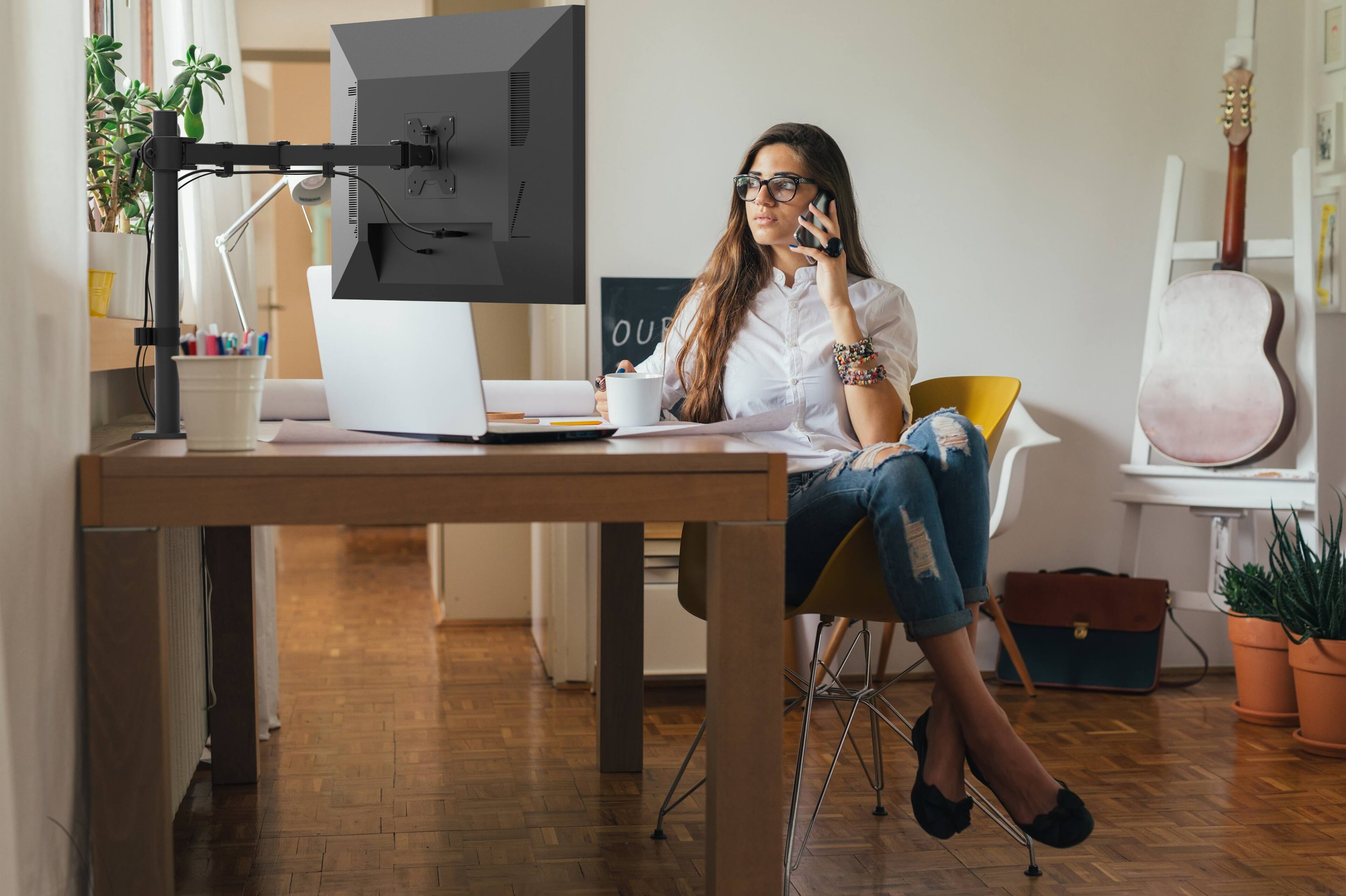 Alt View 5. Kanto - Kanto DML1000 Fully Adjustable Single Arm Desktop Monitor Mount - Black.