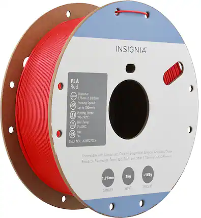 INSIGNIA PLA Red
Diameter: 1.75mm ± 0.02mm
Printing Speed: Up to 350mm/s
Printing Temp: 190-230°C
i Bed Temp: 25-60°C
Fan: On
Batch NO.: A7812270216
Compatible with Bambu Lab, Creality, Snapmaker, Elegoo, Anycubic, Prusa, Research, Flashforge, Sovol, Qidi Tech, and other 1.75mm FDM 3D Printers
1.75mm
1kg
~155g
DIAMETER
NET WT.
SPOOL WT.