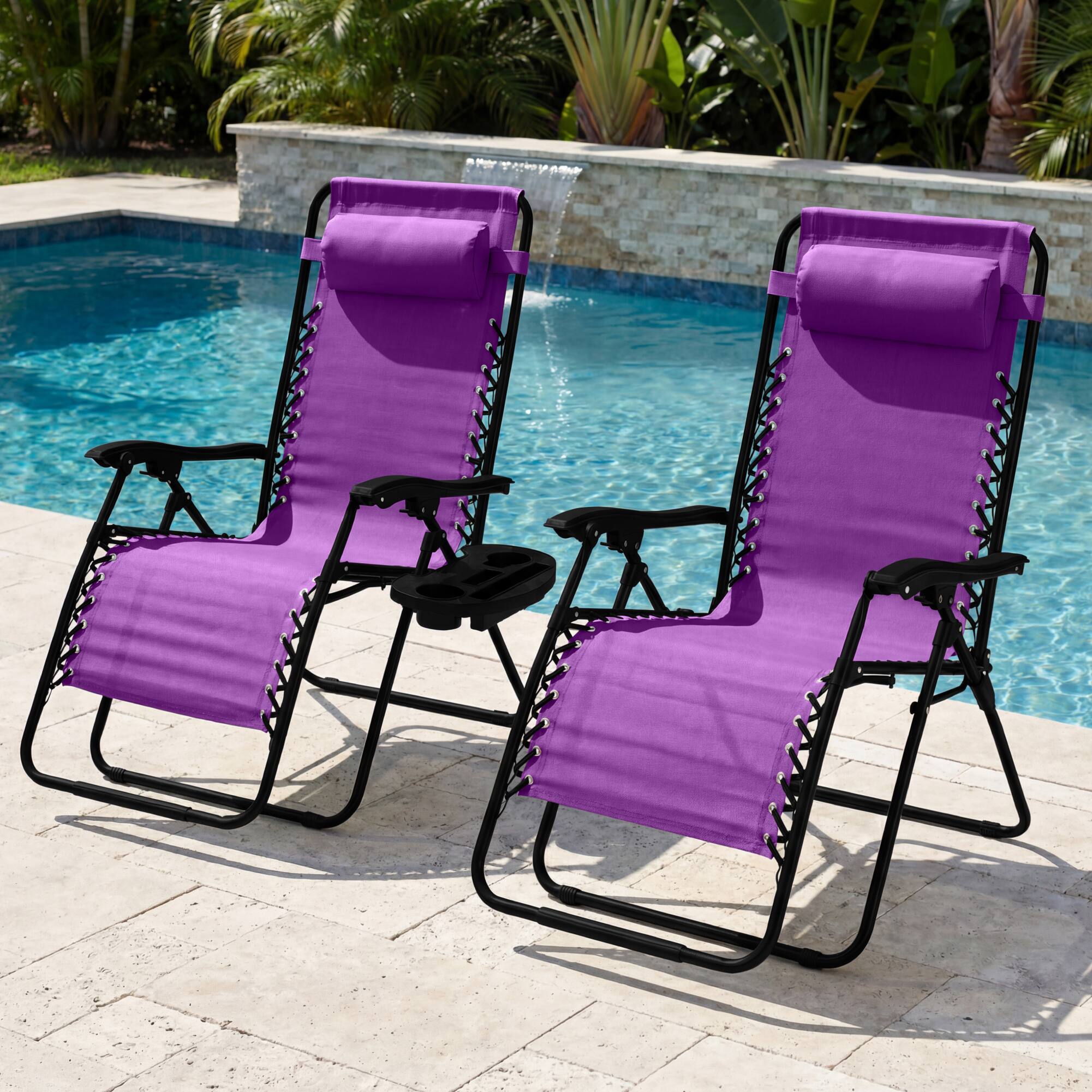 Alt View 3. Best Choice Products - Best Choice Products Set of 2 Extra Wide Zero Gravity Lounge Chair Recliners w/ Cup Holder - Amethyst Purple - Amethyst Purple.