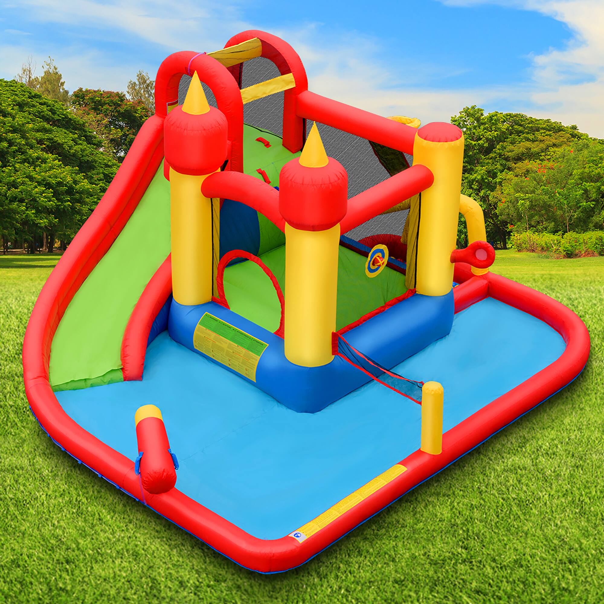 Alt View 1. Costway - Costway Inflatable Water Slide Jumping Bounce House Bouncy Splash Pool - Multicolor.