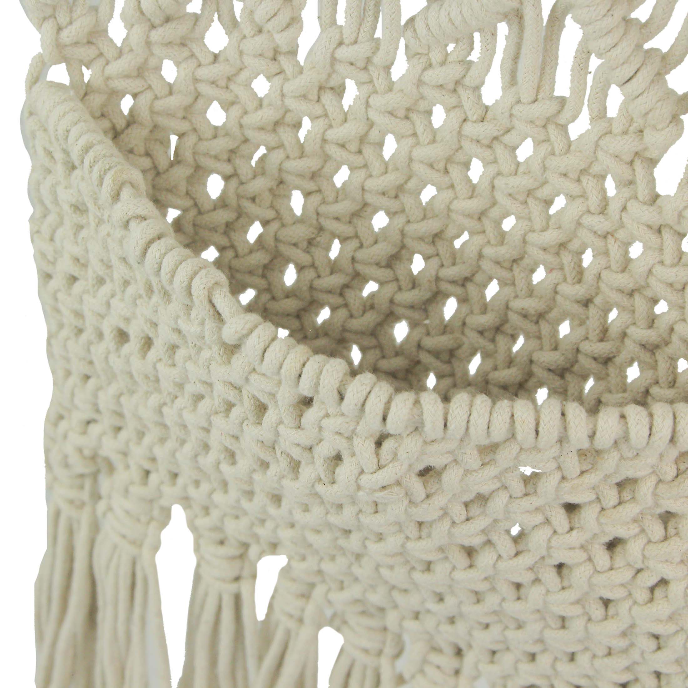 Alt View 1. Zeckos - Hand Tied Macrame Bohemian Style Wall Pocket 27 Inches High Boho Decor - Brown.