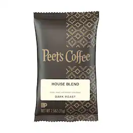 Peet's Coffee - House Blend Ground Coffee, Dark Roast, 2.5 oz., 18/Box (PCEHOUP25)