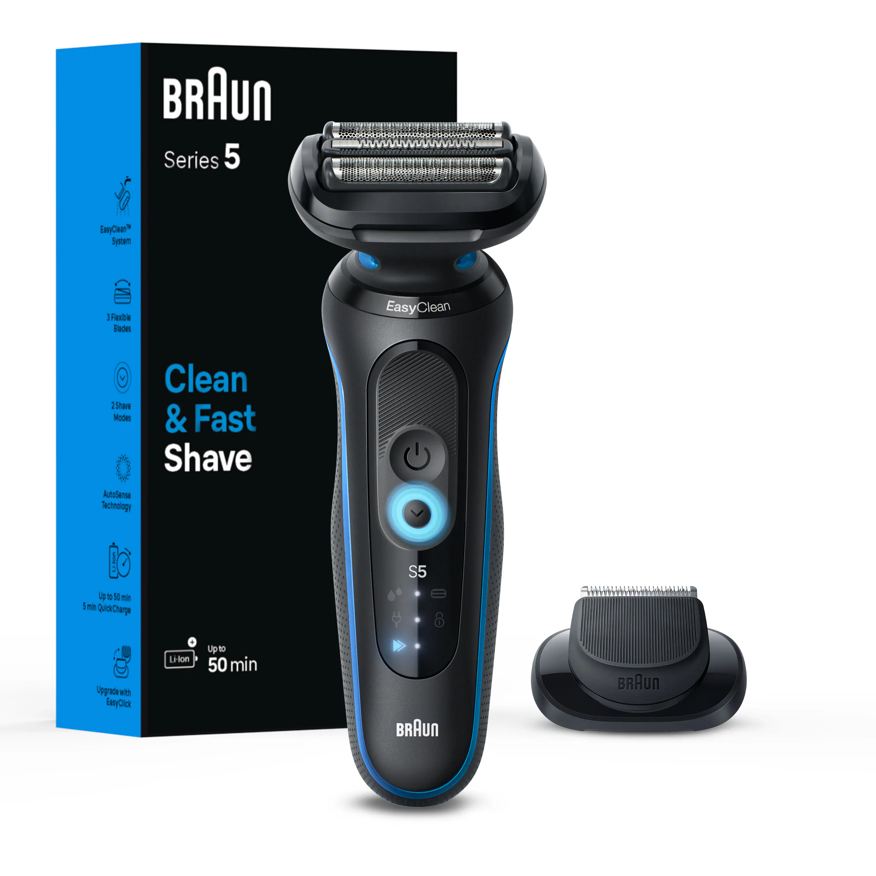 Alt View 11. Braun - Series 5 Wet/Dry Electric Shaver - Blue.
