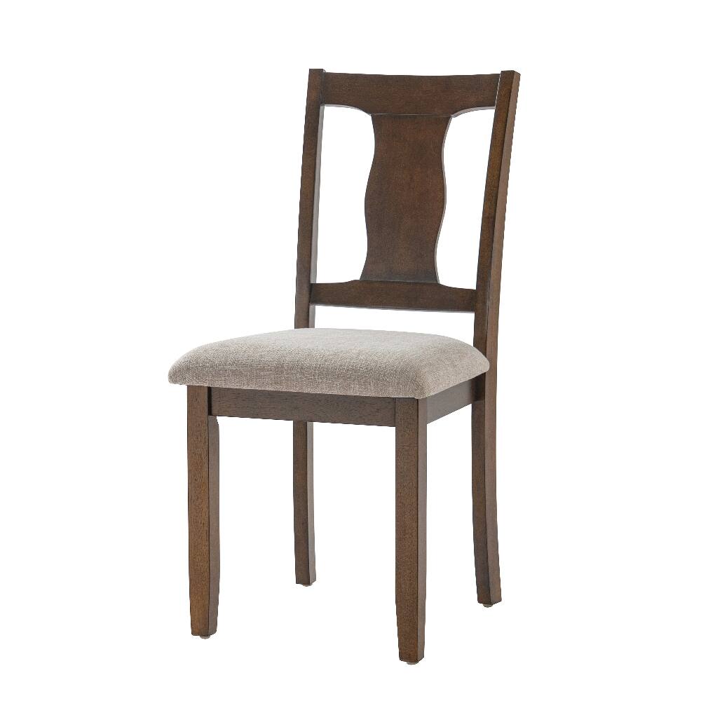 Alt View 2. Loheer - Loheer Dining Chairs Set of 2 Mid-Century Modern Upholstered High Back Rubberwood Padded Kitchen Desk Chairs Brown Beige - Brown, Beige.