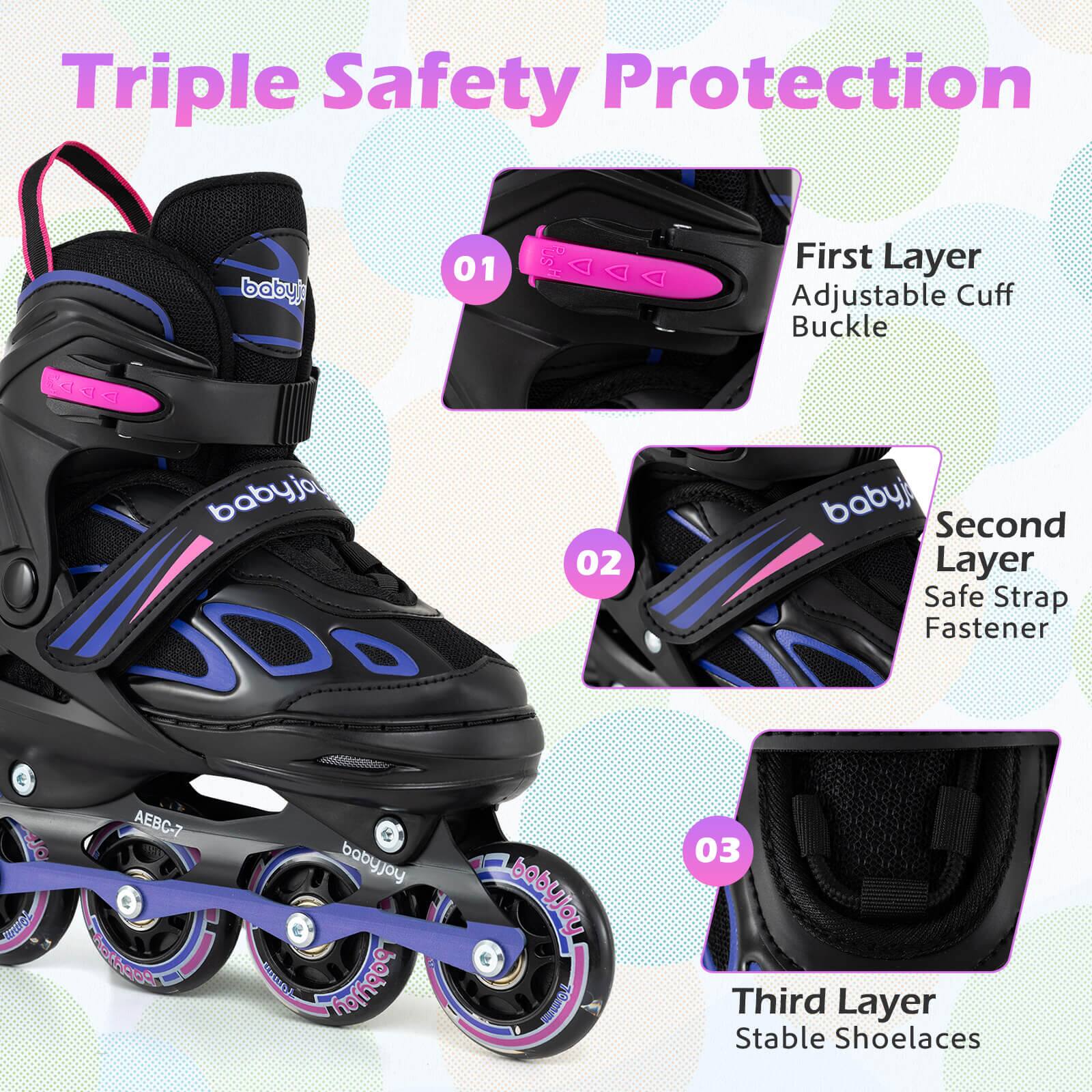 Triple Safety Protection

01 First Layer Adjustable Cuff Buckle

02 Second Layer Safe Strap Fastener

03 Third Layer Stable Shoelaces
