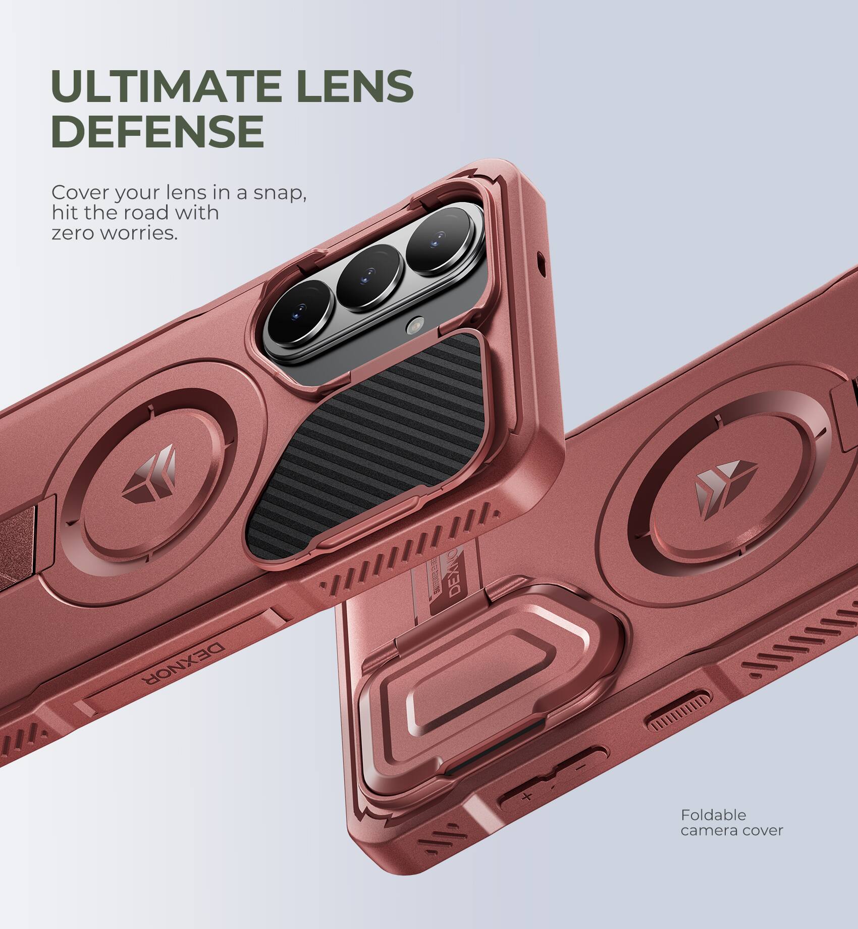 ULTIMATE LENS DEFENSE

Cover your lens in a snap, hit the road with zero worries.

DEXNOR

Foldable camera cover