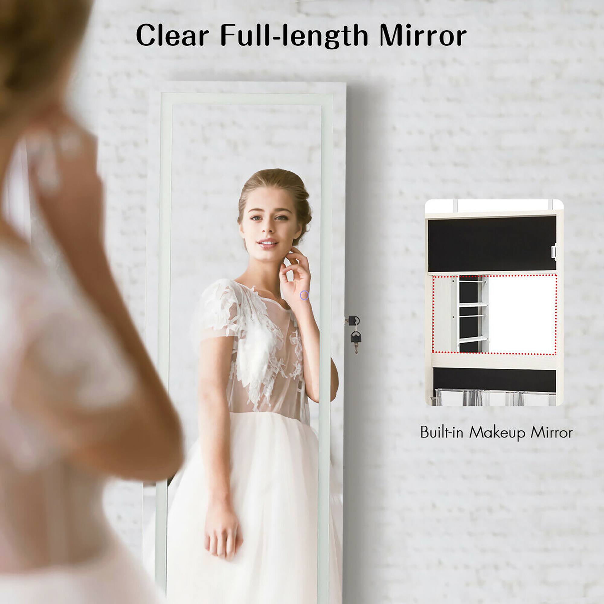 Clear Full-length Mirror Built-in Makeup Mirror