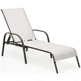 Mondawe - Adjustable Patio Chaise Folding Lounge Chair with Backrest for Outdoor Use - Gray