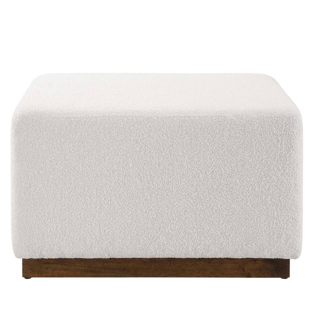 Back. Outdoor Escape - Square Boucle Upholstered Ottoman With Cushioned Top For Outdoor Lounge - Brown.