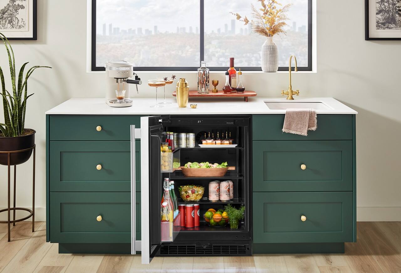 Alt View 4. KitchenAid - 5.0 Cu. Ft. Undercounter Refrigerator - Black Cabinet/Stainless Doors.