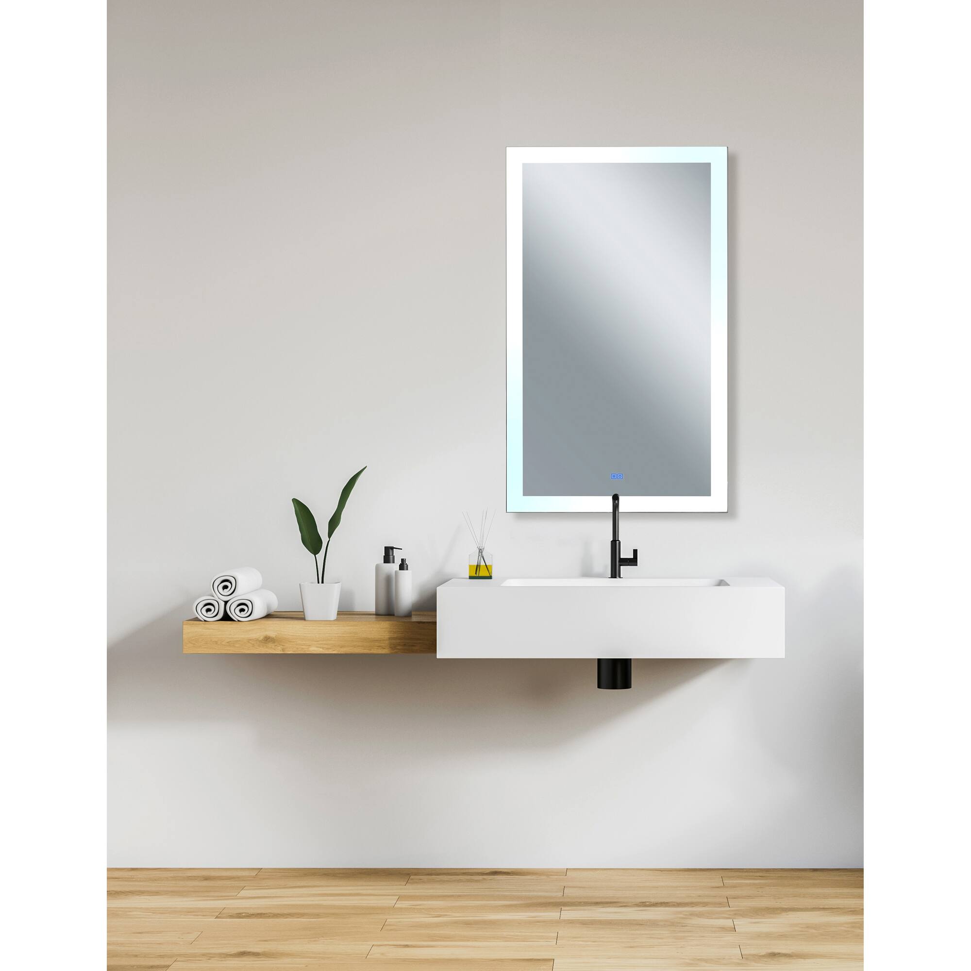 Alt View 1. CWI Lighting - Abigail Rectangle Matte White LED 30 in. Mirror From our Abigail Collection - White.