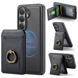 Dteck - for Samsung Galaxy S26 Magnetic Detachable Wallet Case,PU Leather Shockproof RFID Blocking 2-in-1 Flip Card Holder Cover - Black