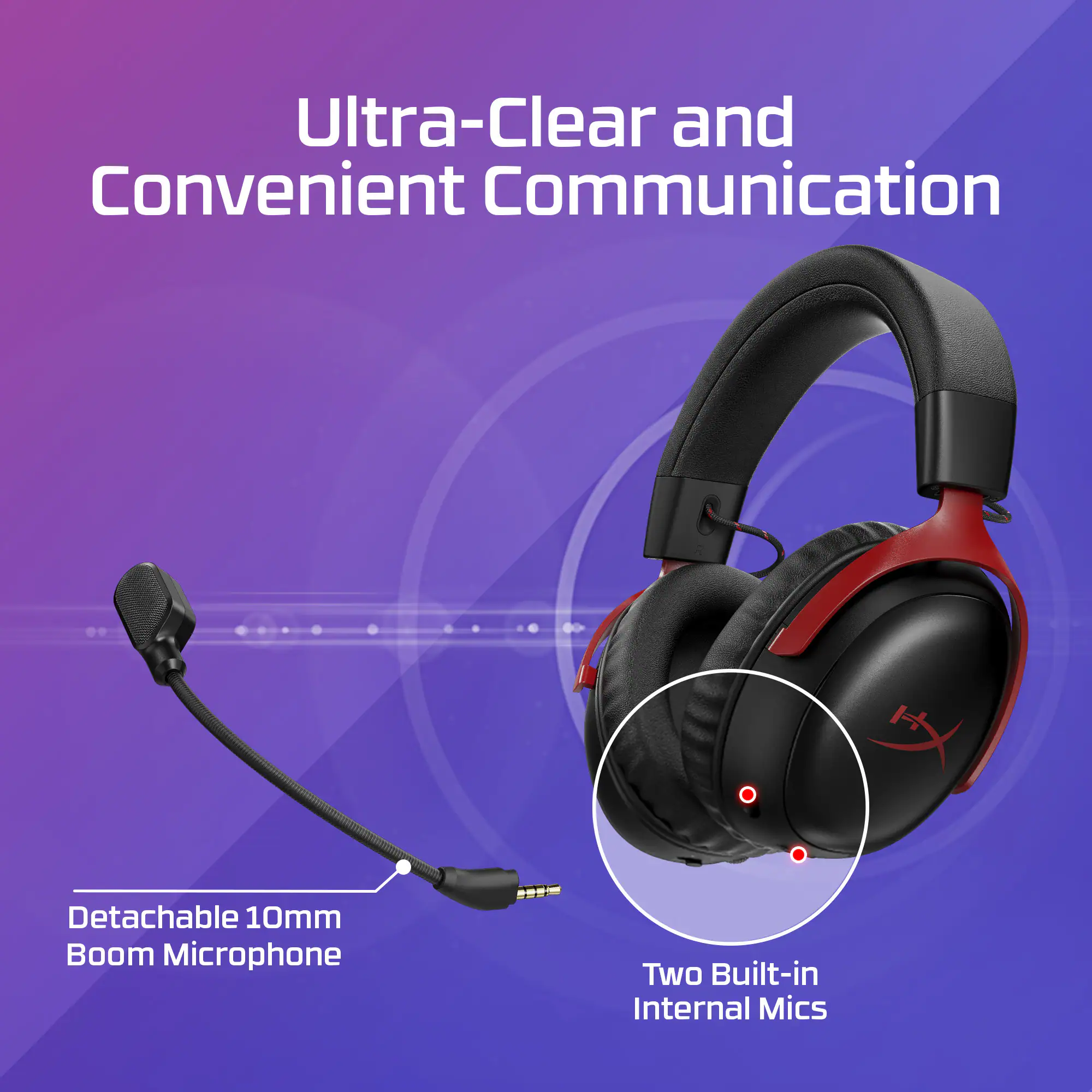Ultra-clear and convenient communication with detachable 10mm boom microphone and two built-in internal mics.