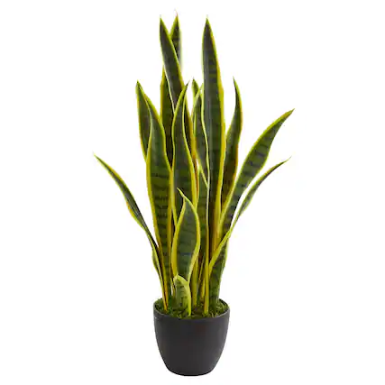 Front. BreeBe - 26" Sansevieria Artificial Plant - Green.