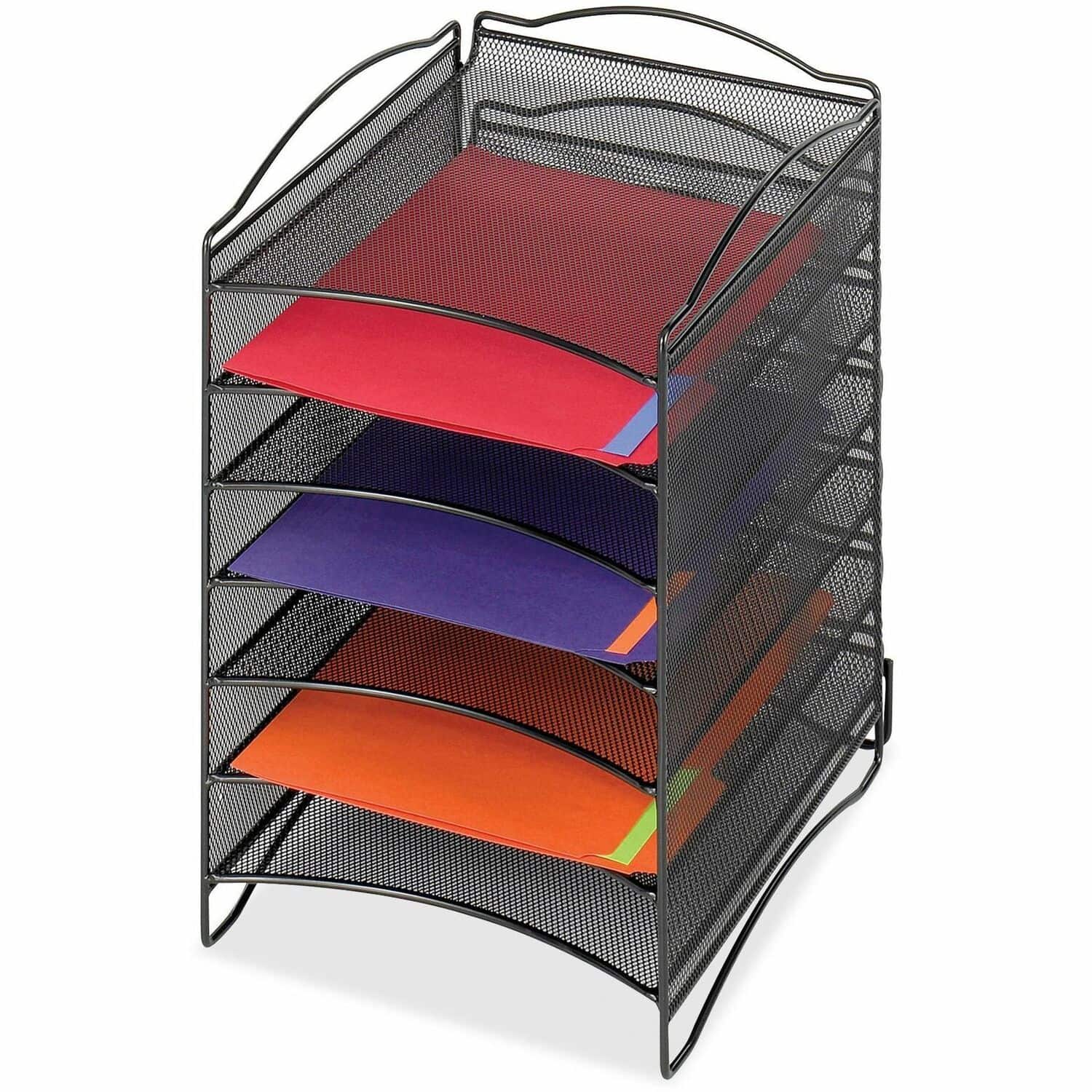 Safco - 6 Compartment Mesh Desktop Organizer 6 Compartment 15.25 x 10.25 x 12.75 Desktop Stackable Steel - Black price history on PriceWatchPro