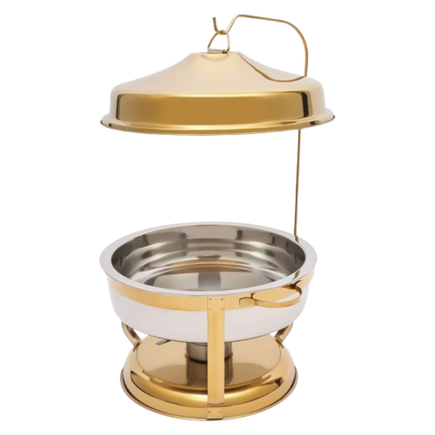 Home Collection - 9L Round Chafing Dish Food Warmer Server Dish with Top Lid – Stainless Steel Buffet Server - Gold