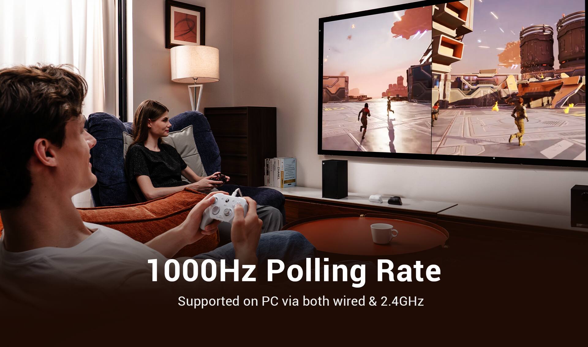 "1000Hz Polling Rate Supported on PC via both wired & 2.4GHz."