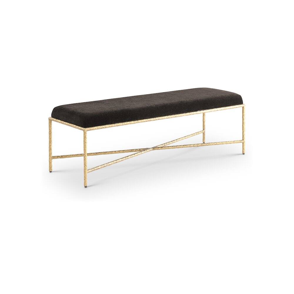 Front. Meridian Furniture - Valley Brown Chenille Fabric Bench - Brown.