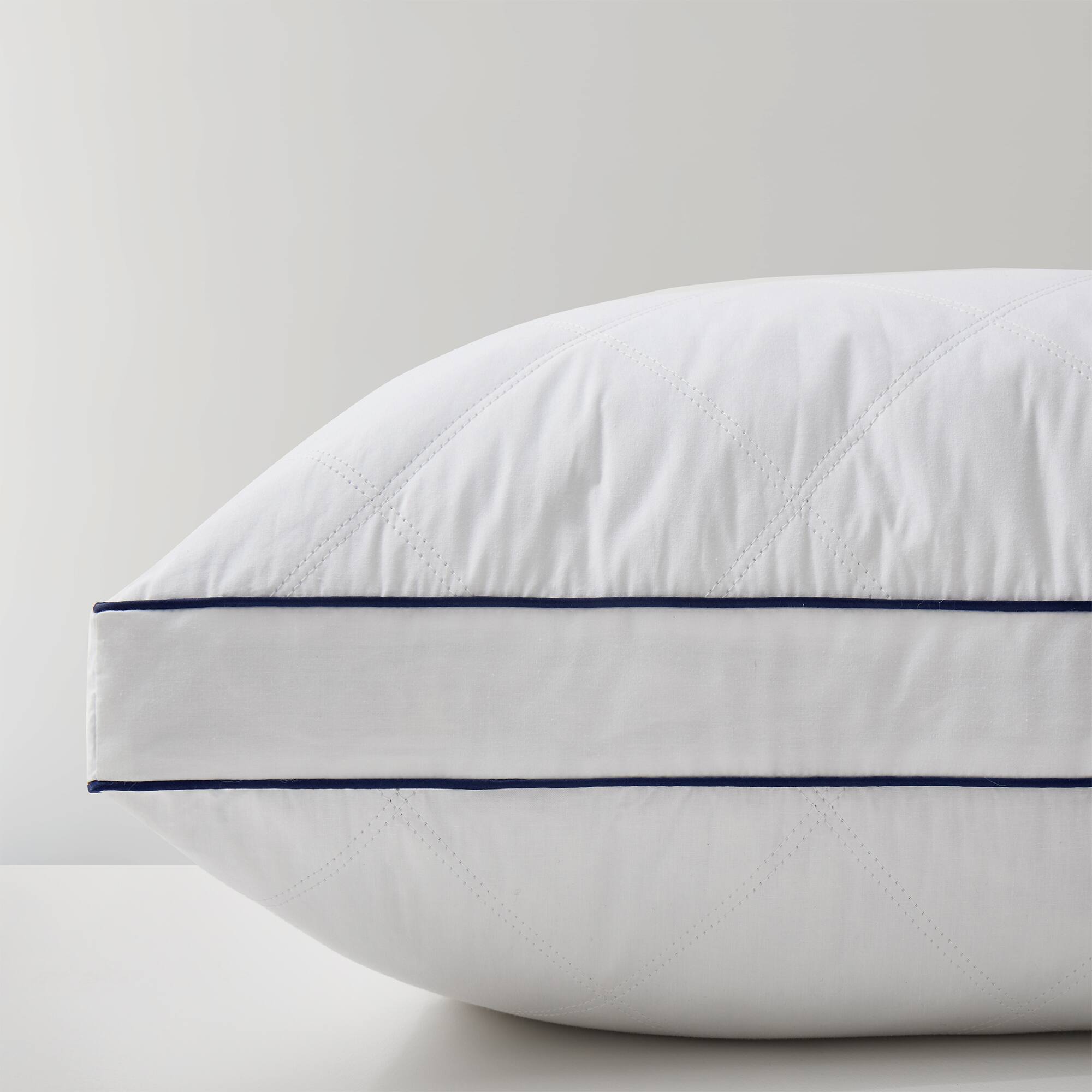 Left. Peace Nest - Peace Nest 2 Pack Quilted Cotton Goose Feather Down Pillow - White.