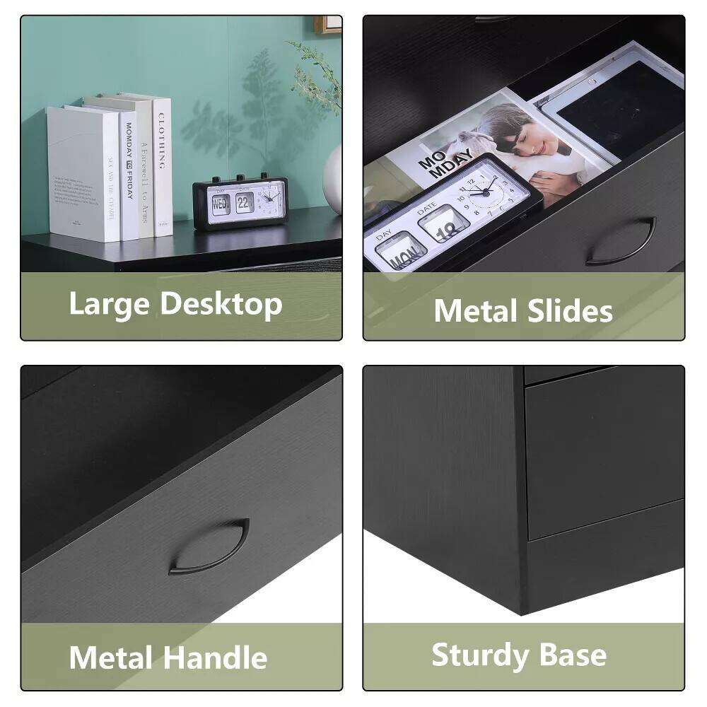 - Large Desktop
- Metal Slides
- Metal Handle
- Sturdy Base