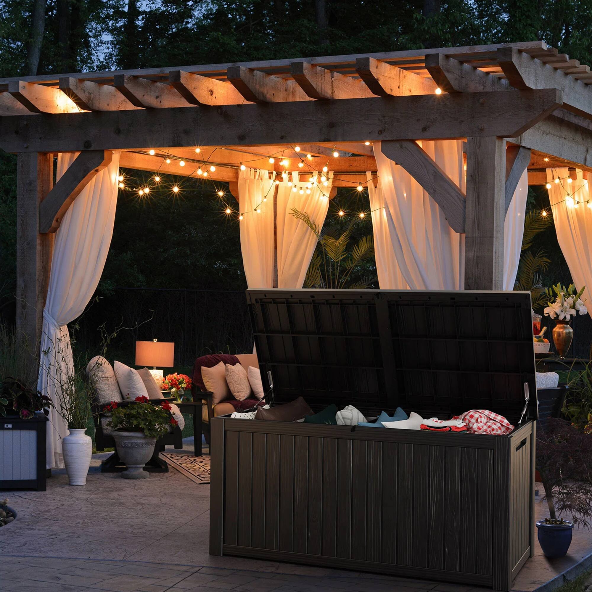 Alt View 4. Chic Crate - 180-Gal Hurricane-Proof Deck Box - Black.