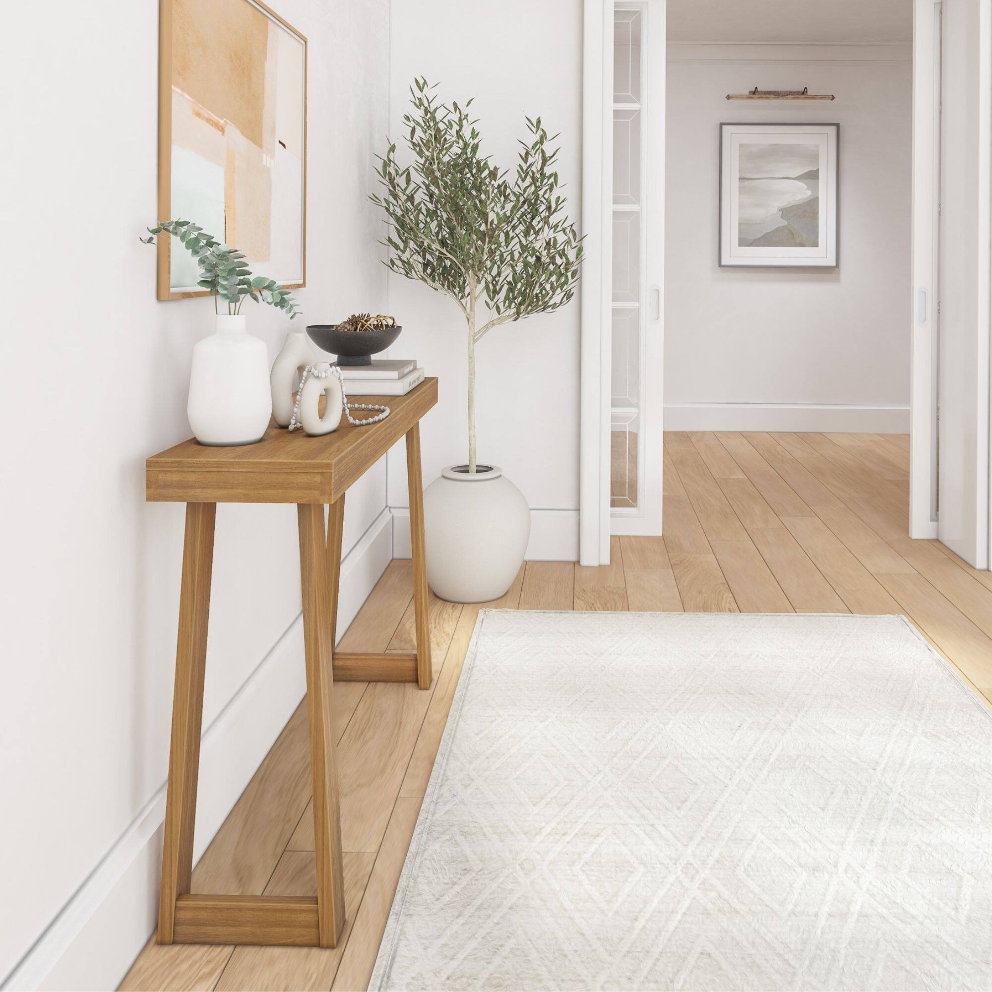 Alt View 4. Plank+Beam - Classic Console Table - 46 inches, Pecan - Pecan.