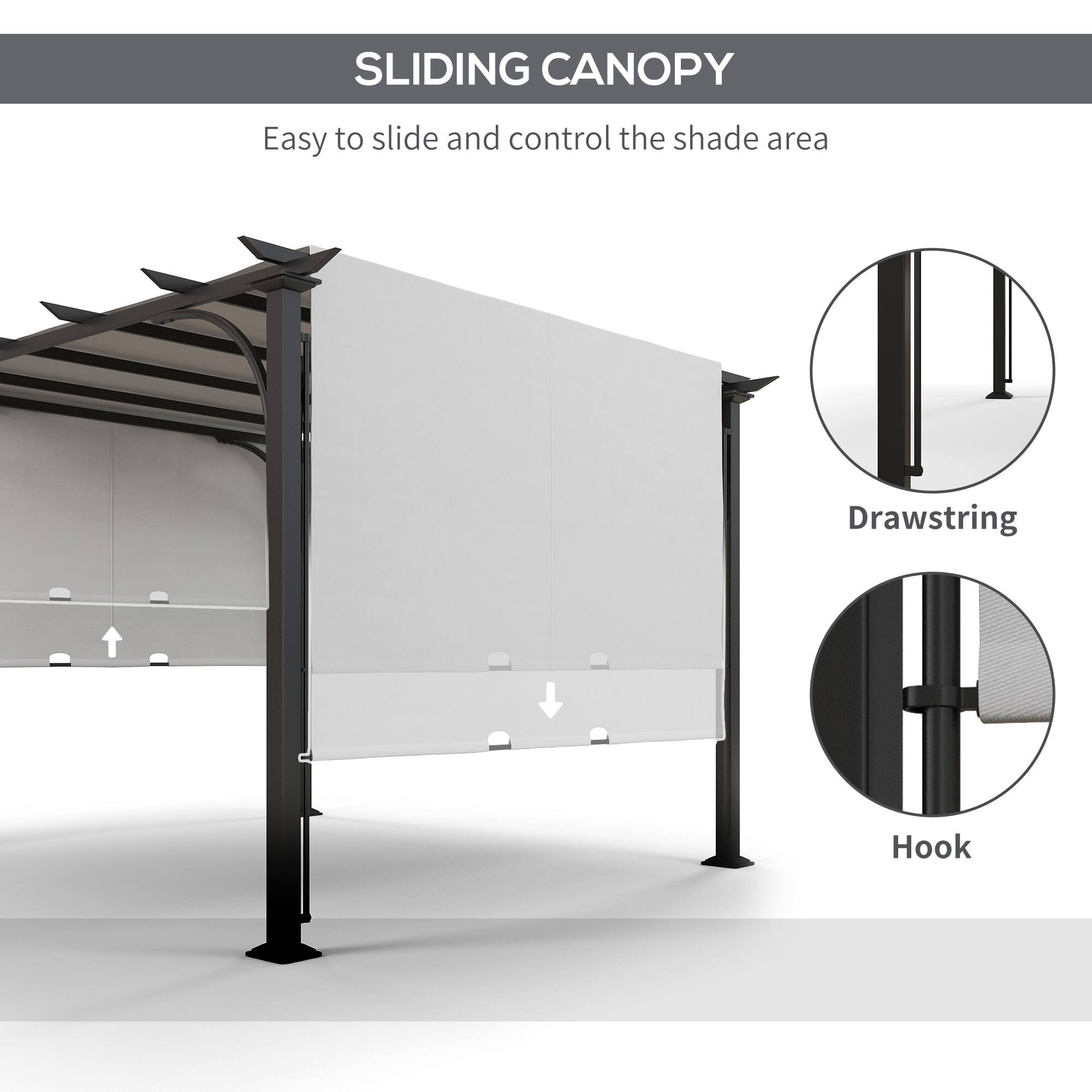 SLIDING CANOPY
Easy to slide and control the shade area
Drawstring
Hook