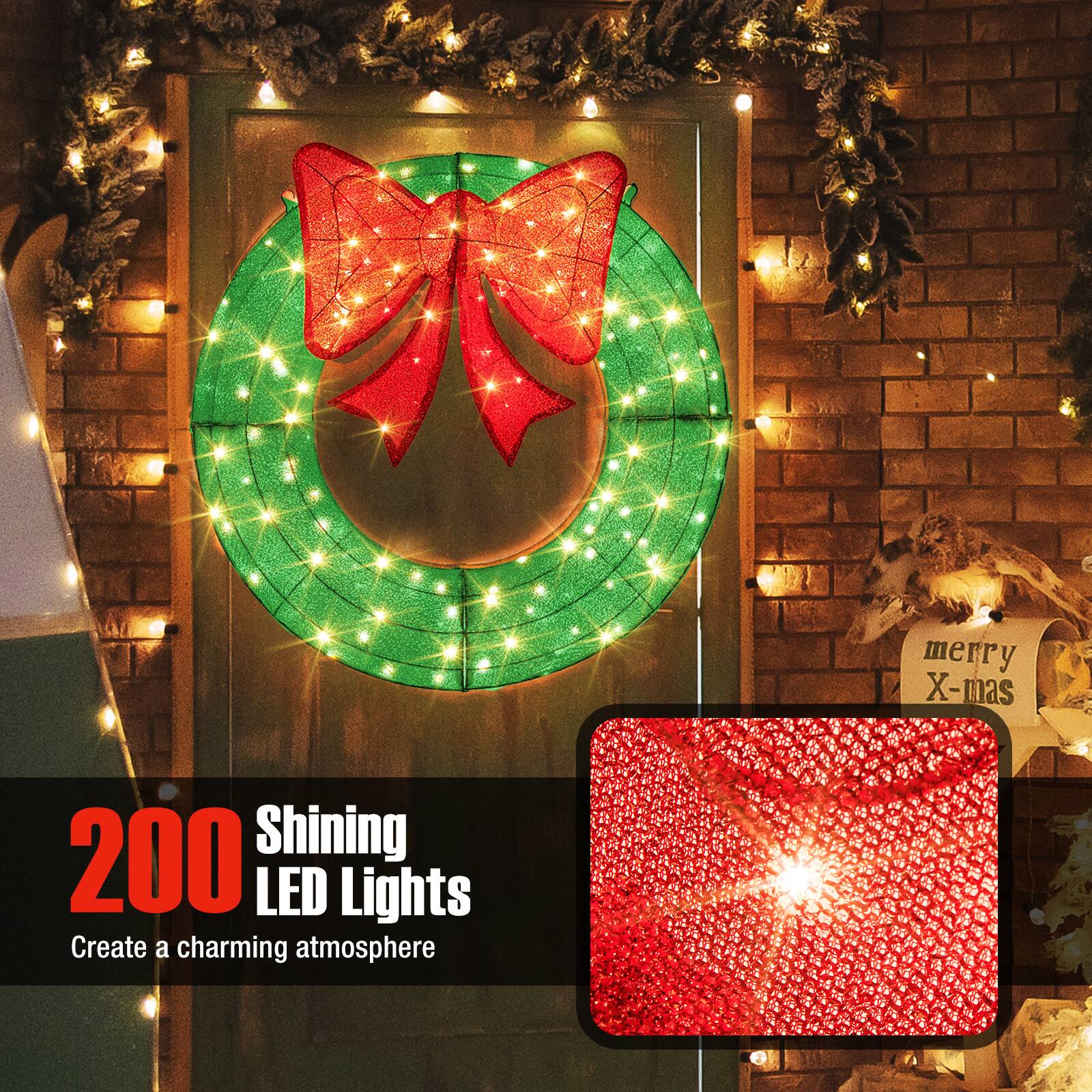 Merry X-mas

200 Shining LED Lights  
Create a charming atmosphere