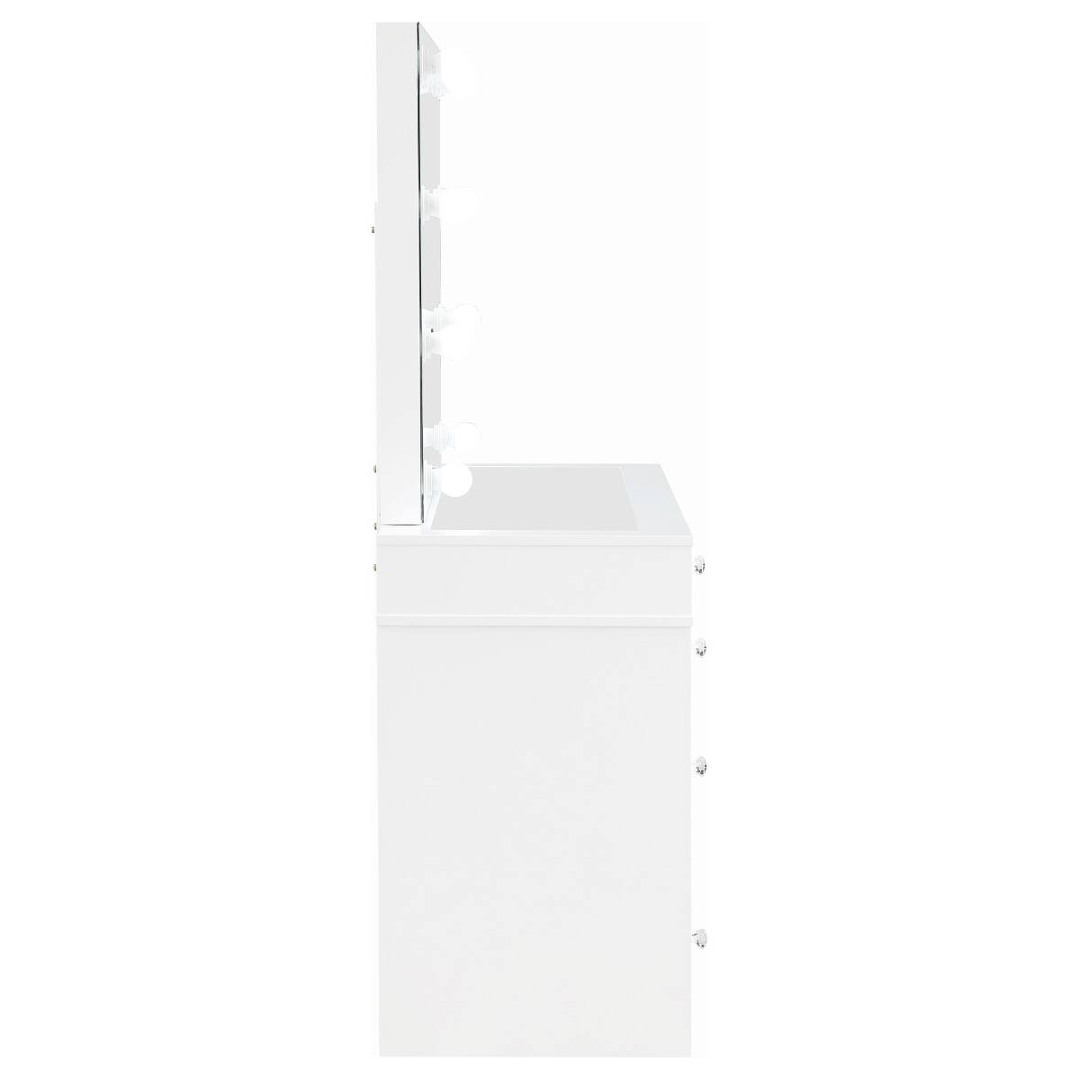 Alt View 2. Loheer - Loheer white makeup vanity table with lighted mirror and stool, 47.5-Inch - White.