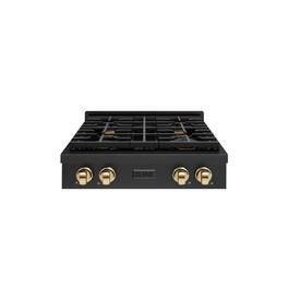 ZLINE - 30 in. Autograph Paramount Rangetop with Gold Accents (SRTBZ-30-G) - Black Stainless Steel