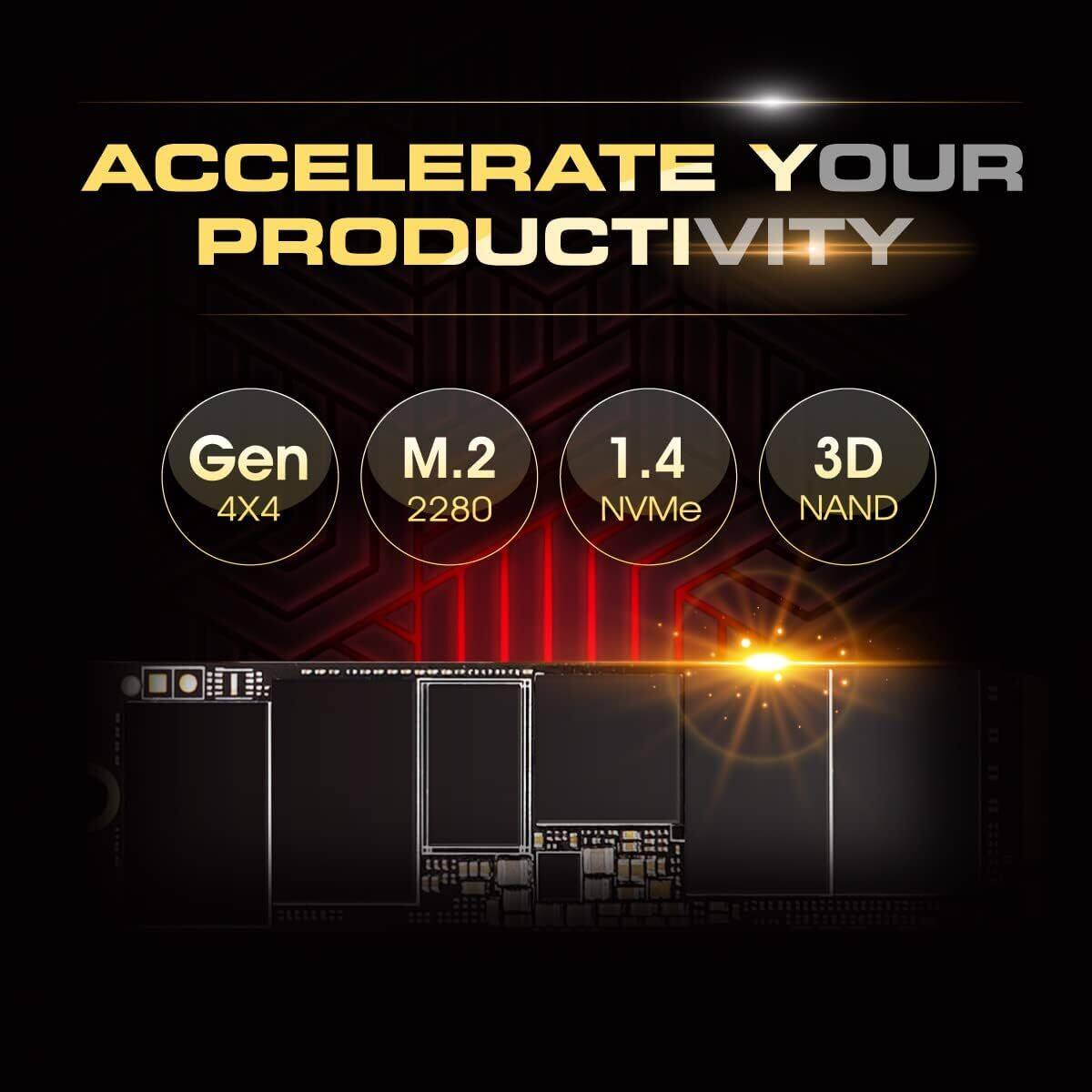 ACCELERATE YOUR PRODUCTIVITY

Gen 4X4  
M.2 2280  
1.4 NVMe  
3D NAND