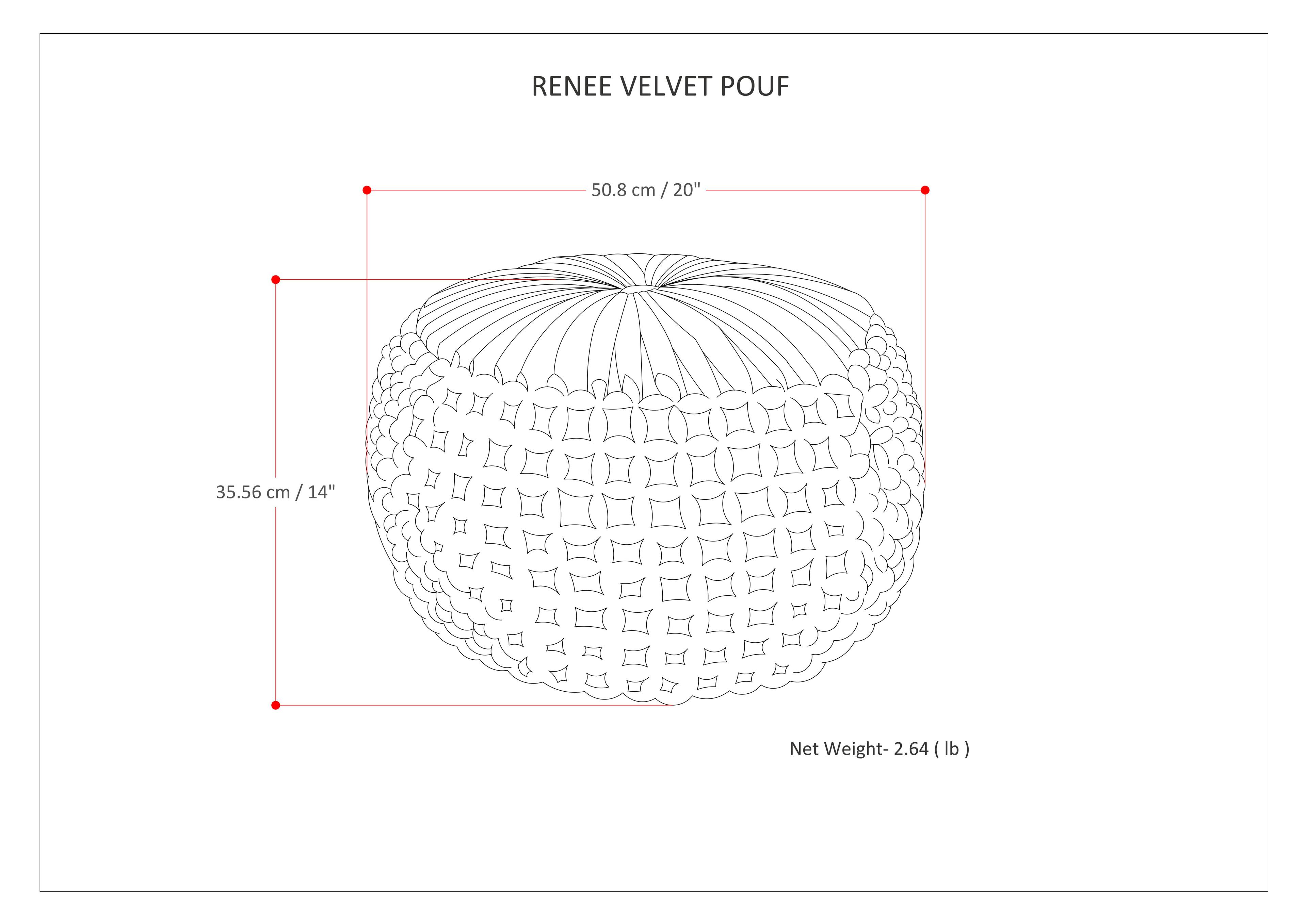 Alt View 15. Simpli Home - Renee Round Transitional Velvet/Polystyrene Pouf - Teal.