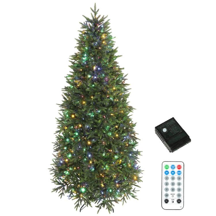 PULUZ - 6ft Prelit Christmas Tree, Dual-Color LEDs, 100% Realistic PE Tips - Green