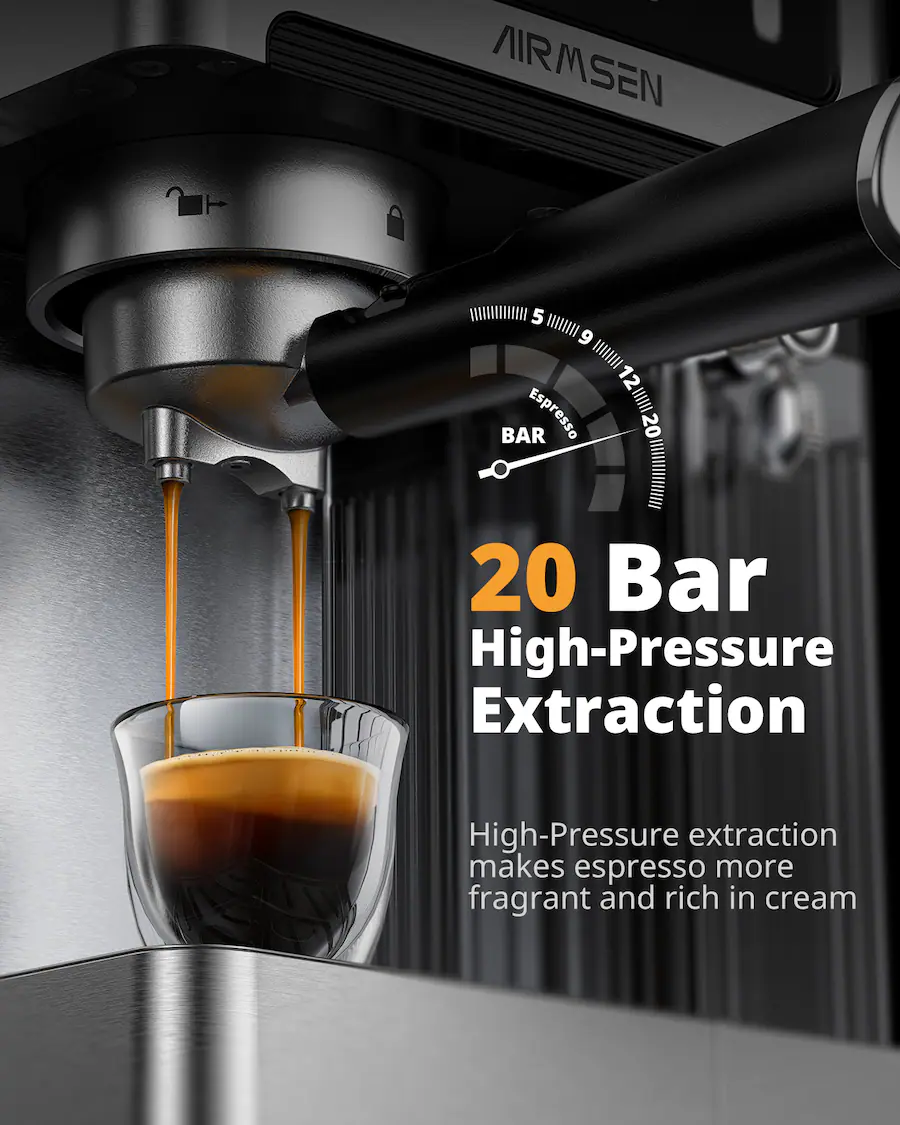 AIRMSEN 20 Bar Espresso Machine with Automatic Milk Frother, Dual ...