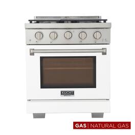 Kucht - Professional 30 in. 4.2 cu. ft. Natural Gas Range and Convection Oven in White with True Simmer Burners - White