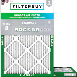 Filterbuy - 19.5x21x1 MERV 8 Dust & Allergy Defense, Electrostatic Pleated HVAC AC Furnace Air Filters Replacement (2-Pack) - Silver