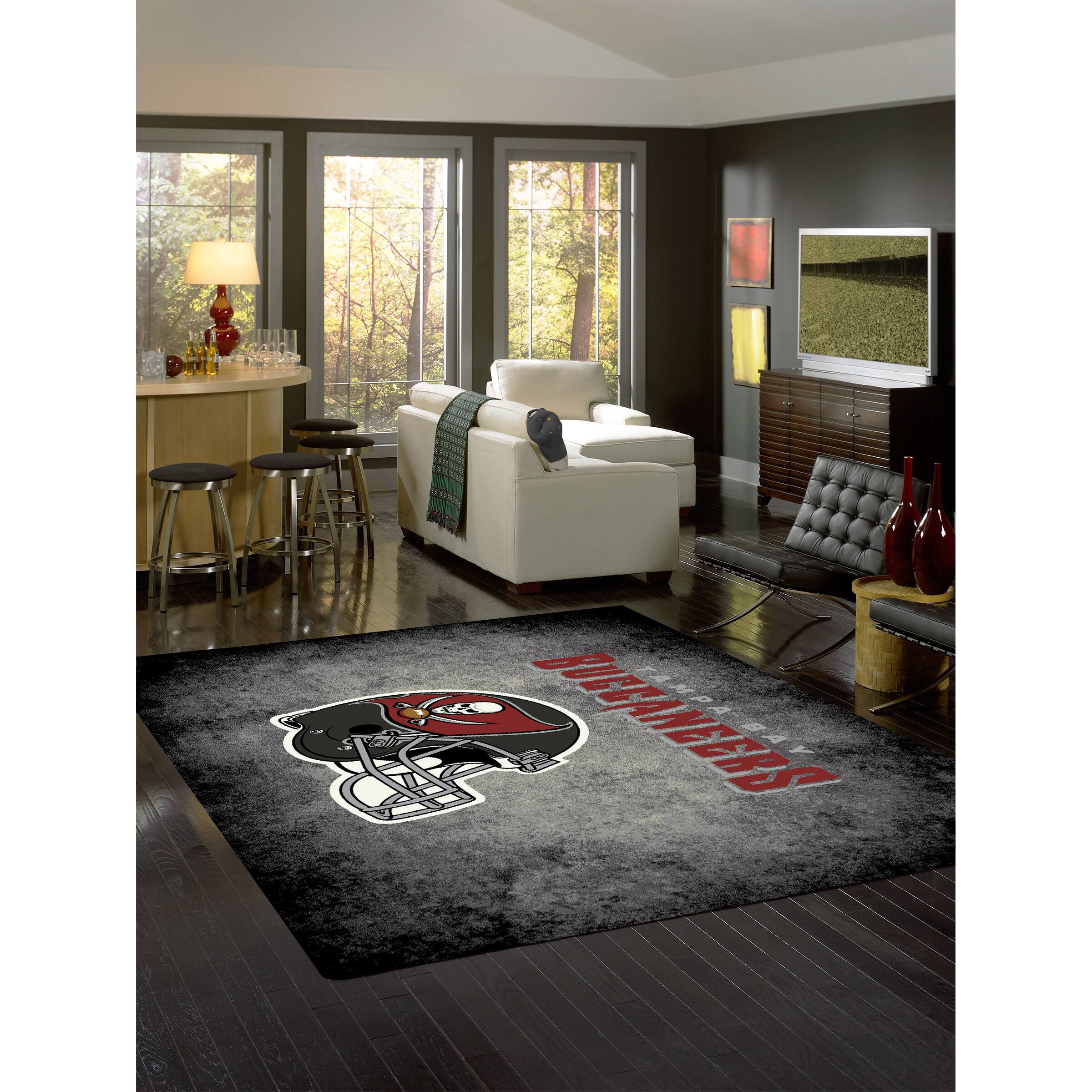 Alt View 1. Imperial - Tampa Bay Buccaneers 3'10" x 5'4" Distressed Rug - Black.