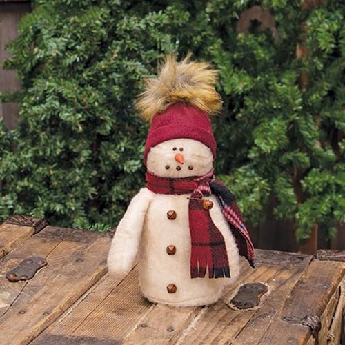 Angle. BreeBe - Stuffed Baby Snowman w/Furry Hat - Multicolor.