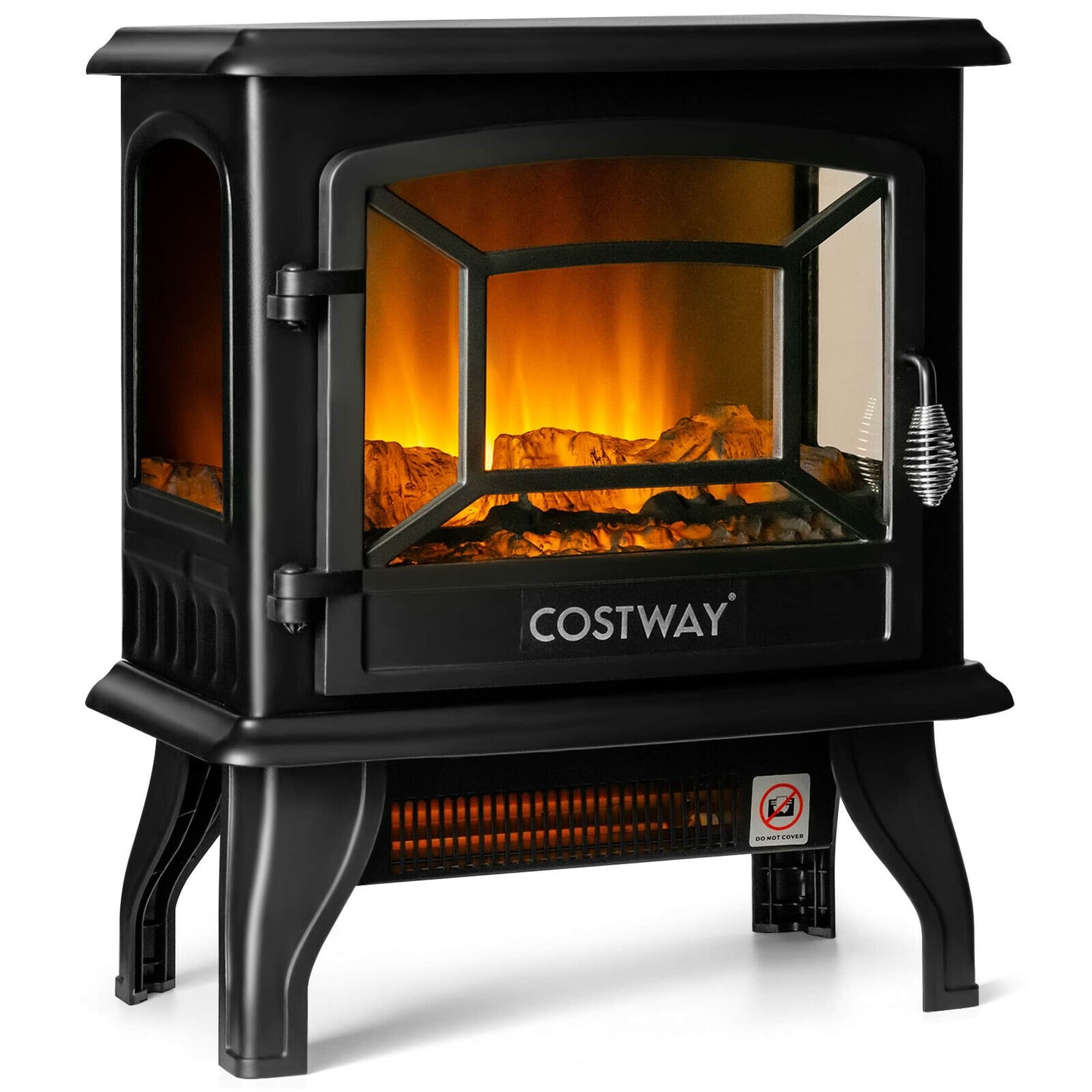 Boyel Living - 17 Inch Freestanding Electric Stove Fireplace Heater with 3 Side View