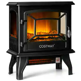 Boyel Living - 17 Inch Freestanding Electric Stove Fireplace Heater with 3 Side View