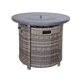 Mondawe - 25" H x 32" W Aluminum Outdoor Fire Pit Table with Lid - Gray