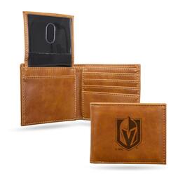 Rico Industries - Las Vegas Golden Knights NHL Laser Engraved Brown Billfold Wallet - Multi