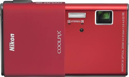 Front Standard. Nikon - Coolpix 14.1 Megapixel Compact Camera - Red.