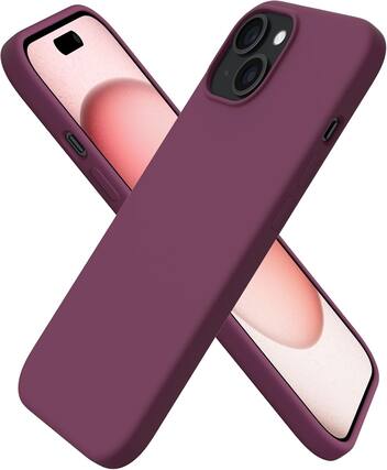 Front. Ornarto - ORNARTO Compatible with iPhone 15 Case 6.1", Slim Liquid Silicone 3 Layers Full Covered Protective Cover-WineRed - WineRed.