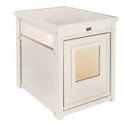 Front. New Age Pet - ECOFLEX Litter Box Cover End Table - Antique White - Antique White.