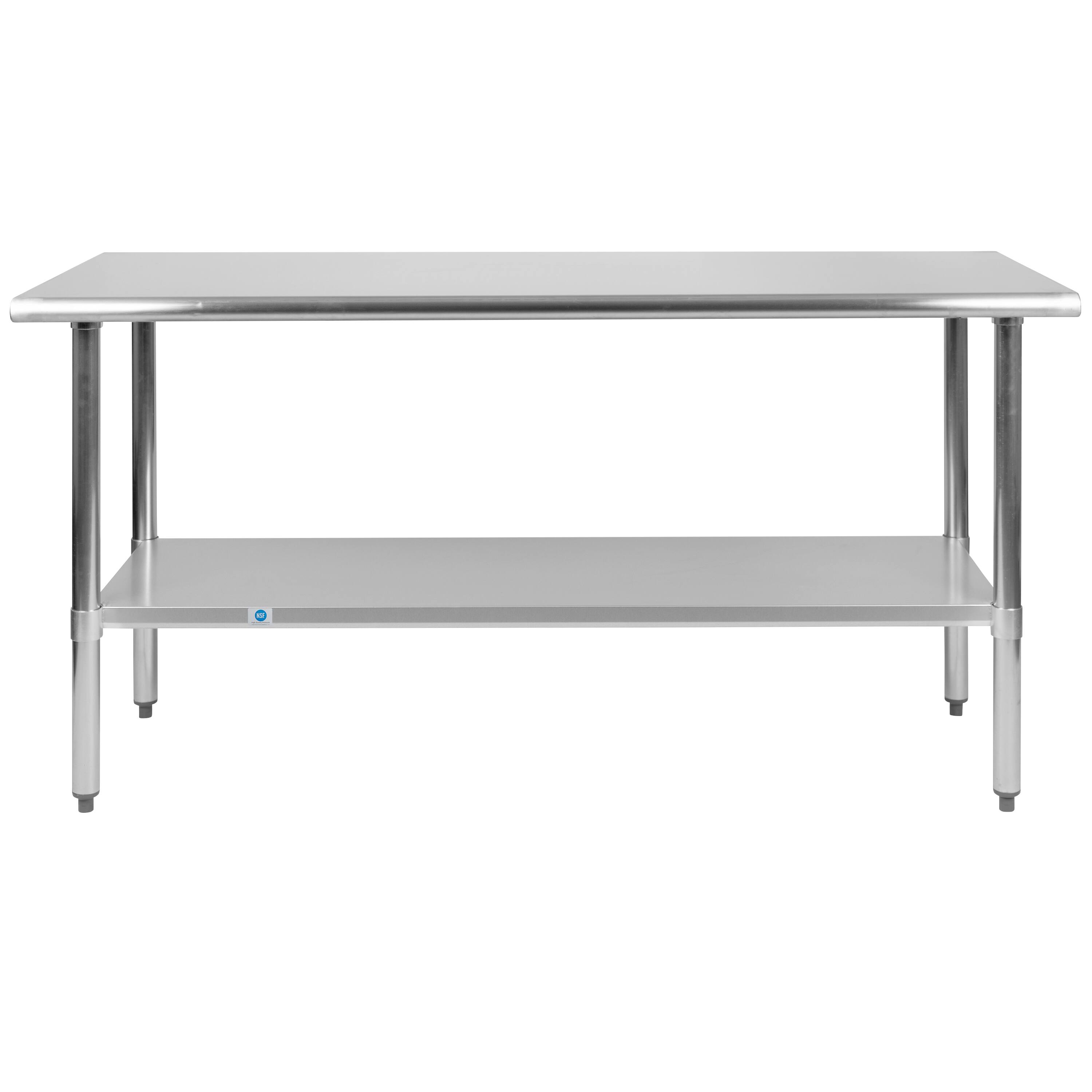 Alt View 6. Emma + Oliver - Stainless Steel 18 Gauge Prep and Work Table with Undershelf - Stainless Steel.