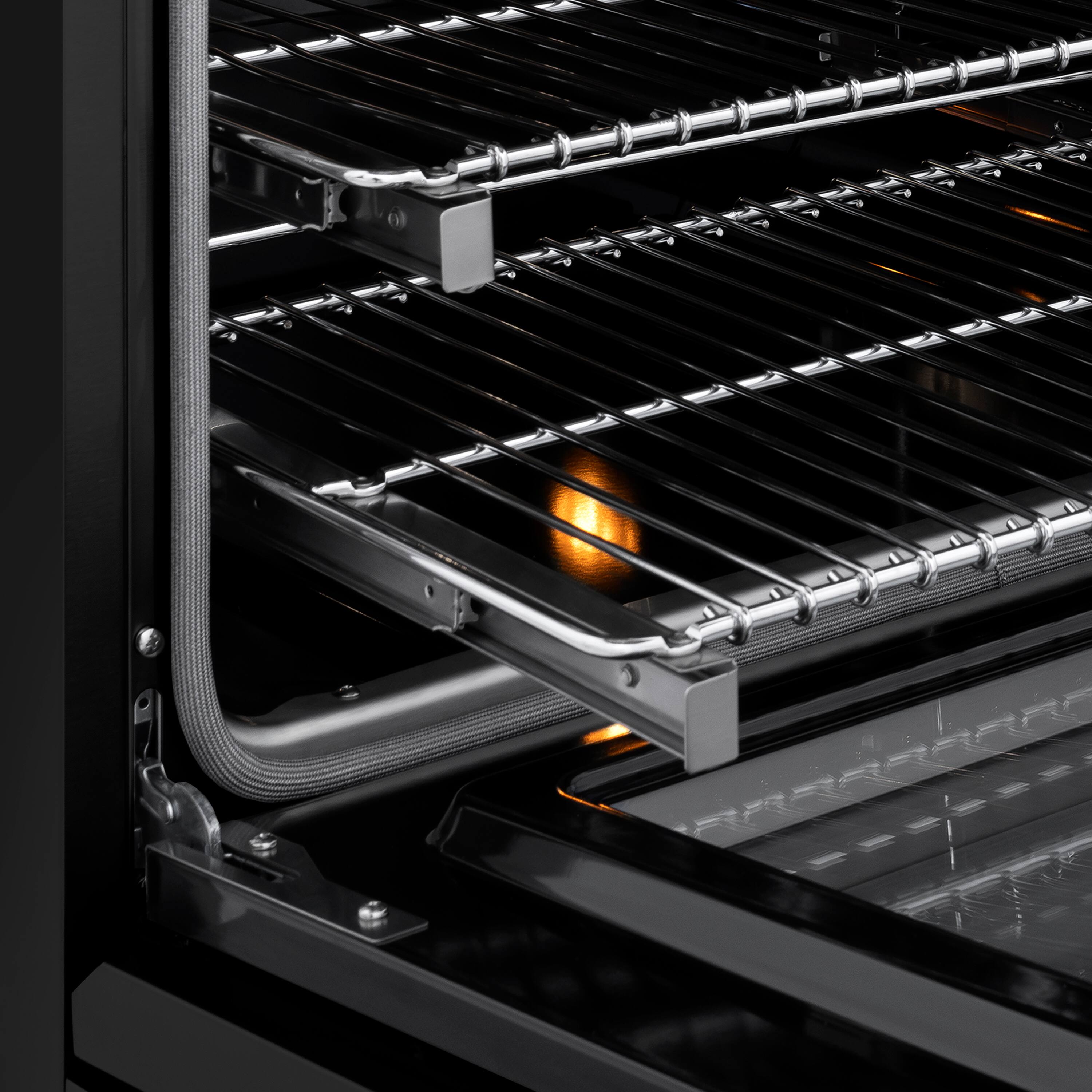 Alt View 7. ZLINE - Autograph 48 in. 6.7 cu. ft. Marino Freestanding Double Oven Gas Range with 8 Burners and Champagne Bronze Accents - Black Stainless Steel.